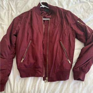 Topshop Burgundy Bomber Jacket